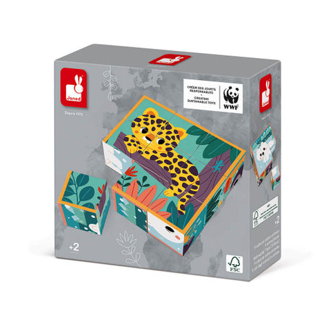 9 cubes carton animaux WWF